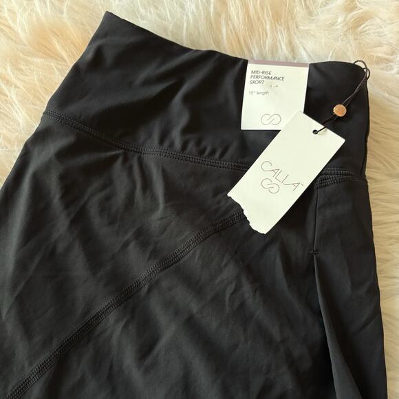 NWT CALIA Mid Rise Performance Skort Womens XL Black 4 Way Stretch Activewear - Picture 1 of 8